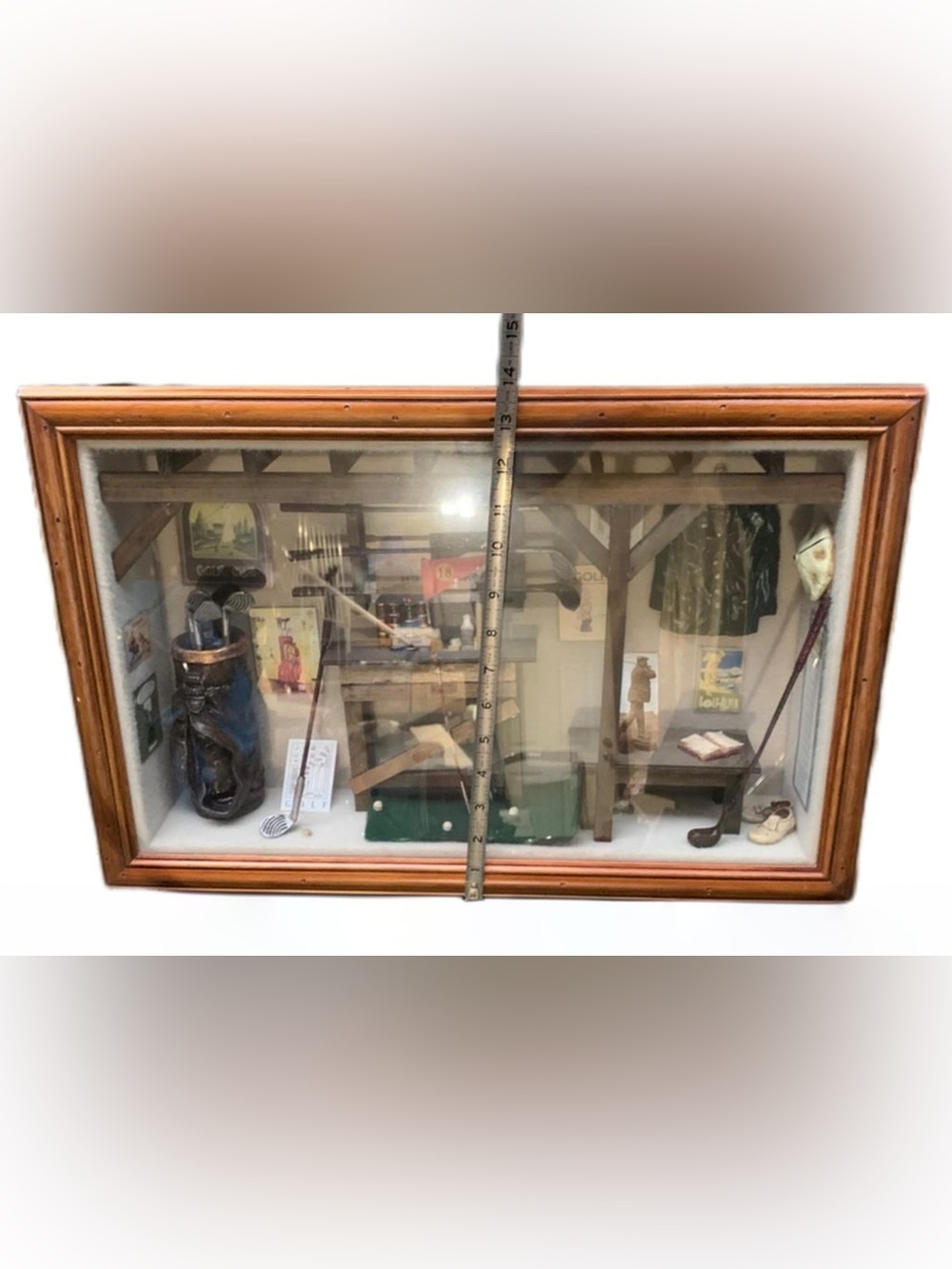 Vintage Golf Shadow Box Diorama Unique Display of Historical Golf Equipment